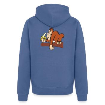 AFFE MIT BANANE! - Unisex Premium Bio Zip Hoodie - Taubenblau - Hinten - Nico (187cm)
