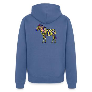 zebra - Unisex Premium Organic Zip Hoodie - stone blue - Back - Nico (187cm)