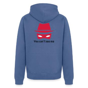 Der unsichtbare Spion - Unisex Premium Bio Zip Hoodie - Taubenblau - Hinten - Nico (187cm)