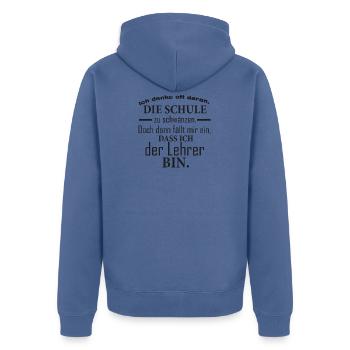 Lehrer - Unisex Premium Bio Zip Hoodie - Taubenblau - Hinten - Nico (187cm)
