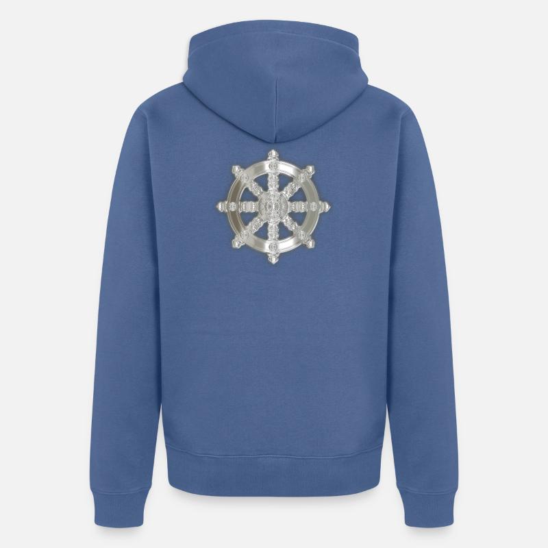 Dharma roue argent 3D - Veste à capuche bio Premium Unisexe - bleu pigeon