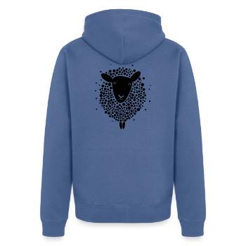Mouton noir - Veste à capuche bio Premium Unisexe - bleu pigeon - Dos - Nico (187cm)