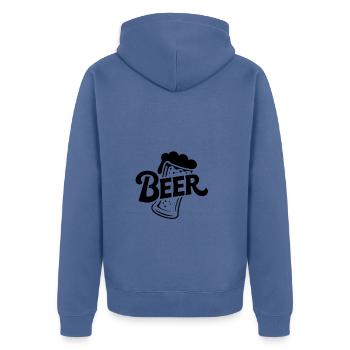Beer - Funny Beer Logo Tshirt - Unisex Premium Bio Zip Hoodie - Taubenblau - Hinten - Nico (187cm)