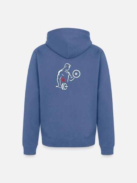 Muskeltraining mit Hantel und Scheibe - Unisex Premium Bio Zip Hoodie - Taubenblau