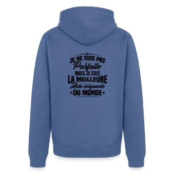 Je suis la meilleure aide soignante du monde - Veste à capuche bio Premium Unisexe - bleu pigeon - Dos - Nico (187cm)