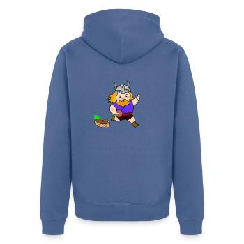 Ein Wikinger spielt Fußball - Unisex Premium Bio Zip Hoodie - Taubenblau - Hinten - Nico (187cm)