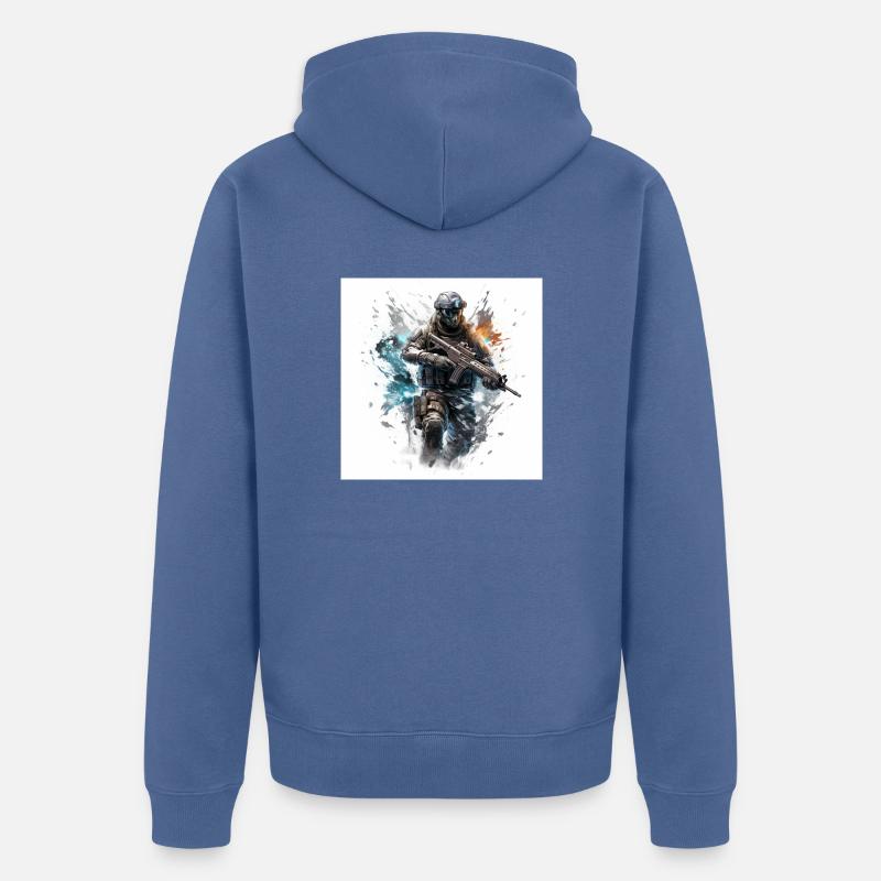 COD jeu art shooter - Veste à capuche bio Premium Unisexe - bleu pigeon