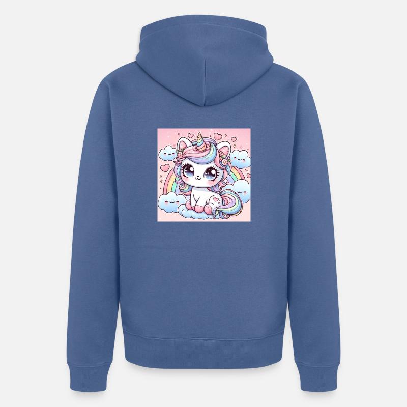 chat arc en ciel - Veste à capuche bio Premium Unisexe - bleu pigeon