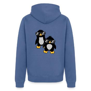 Pinguine Crew 2 Freunde - Unisex Premium Bio Zip Hoodie - Taubenblau - Hinten - Nico (187cm)