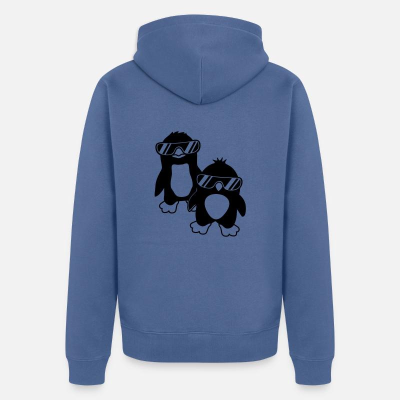Crew Penguins 2 Amis - Veste à capuche bio Premium Unisexe - bleu pigeon