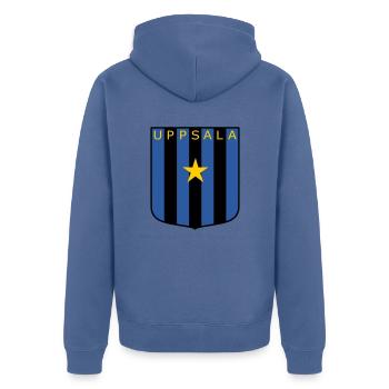 Dunkelblau - Unisex Premium Bio Zip Hoodie - Taubenblau - Hinten - Nico (187cm)