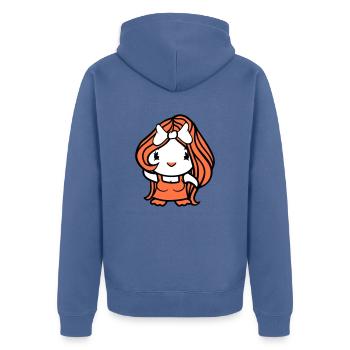 Vogel Dame Frau weiblich hübsches Kleid Schleife - Unisex Premium Bio Zip Hoodie - Taubenblau - Hinten - Nico (187cm)