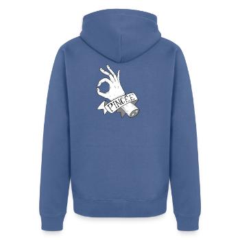 Traduction approximative #1 - Veste à capuche bio Premium Unisexe - bleu pigeon - Dos - Nico (187cm)
