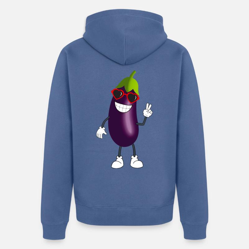 Aubergine joyeuse dit moi - Veste à capuche bio Premium Unisexe - bleu pigeon