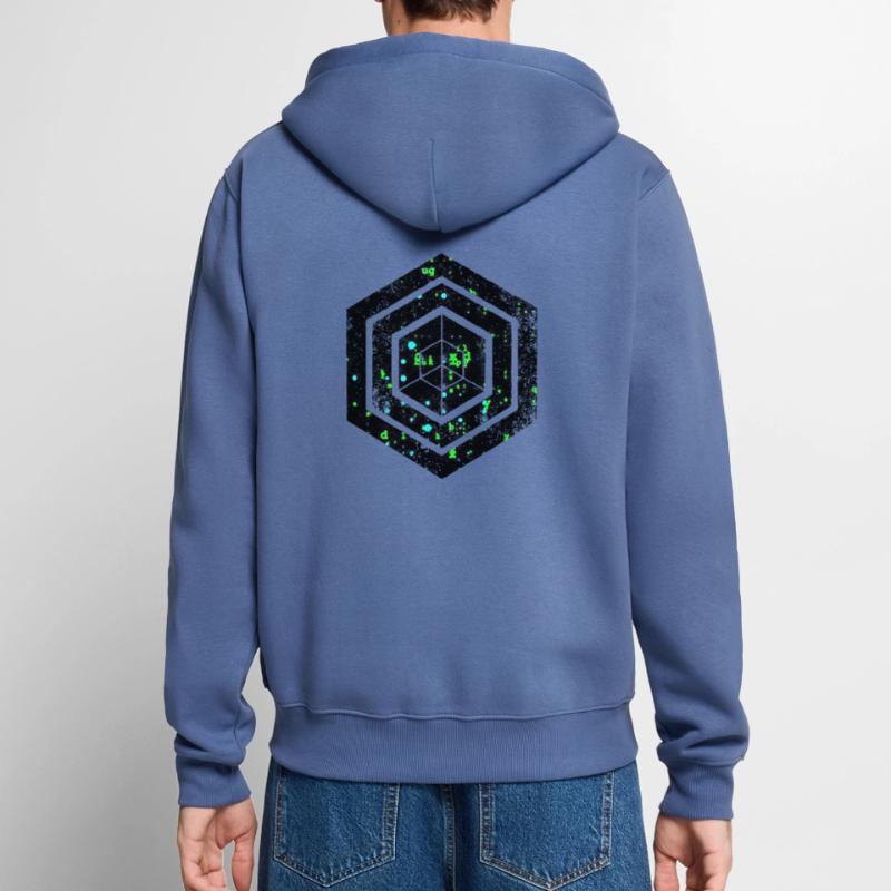 Codage géométrique du programmeur de programmation hexagonale Veste à capuche bio Premium Unisexe