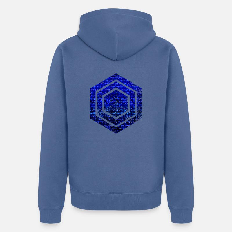 Hexagon-Programmierung Programmierer Codierung geometrisch - Unisex Premium Bio Zip Hoodie - Taubenblau