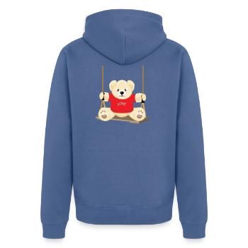 Teddy bear on the swing - Veste à capuche bio Premium Unisexe - bleu pigeon - Dos - Nico (187cm)