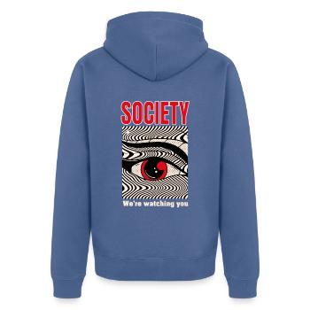 Society we're watching you - Veste à capuche bio Premium Unisexe - bleu pigeon - Dos - Nico (187cm)