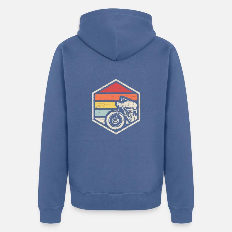 Badge Biker Rétro - Veste à capuche bio Premium Unisexe - bleu pigeon