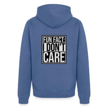 I dont care fact - Unisex Premium Bio Zip Hoodie - Taubenblau - Hinten - Nico (187cm)