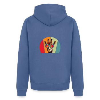 Girafe vintage avec lunettes de soleil rétro - Veste à capuche bio Premium Unisexe - bleu pigeon - Dos - Nico (187cm)