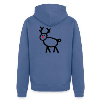 Stick figure reindeer deer funny motive - Unisex Premium Organic Zip Hoodie - stone blue - Back - Nico (187cm)