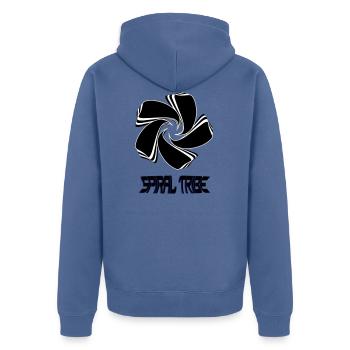 Spiral Tribe - Unisex Premium Bio Zip Hoodie - Taubenblau - Hinten - Nico (187cm)