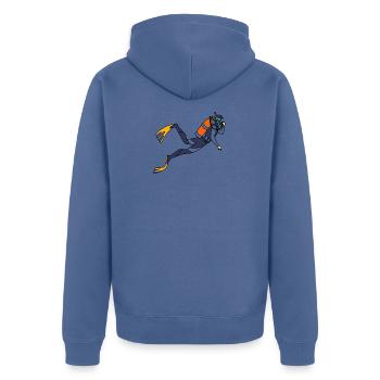 Les plongeurs - Veste à capuche bio Premium Unisexe - bleu pigeon - Dos - Nico (187cm)