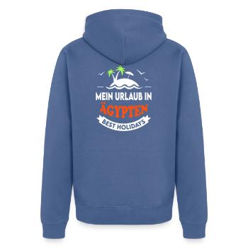 Urlaub Ferien Reise ÄGYPTEN - Unisex Premium Bio Zip Hoodie - Taubenblau - Hinten - Nico (187cm)