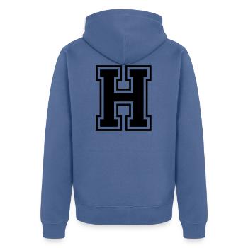 Letter H Team Football Baseball Basketball University - Unisex Premium Organic Zip Hoodie - stone blue - Back - Nico (187cm)