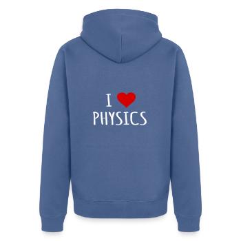 I Love Physique Physique Professeur de physique Idée de cadeau - Veste à capuche bio Premium Unisexe - bleu pigeon - Dos - Nico (187cm)