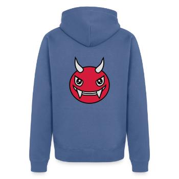 Design Face Evil Devil - Unisex Premium Organic Zip Hoodie - stone blue - Back - Nico (187cm)