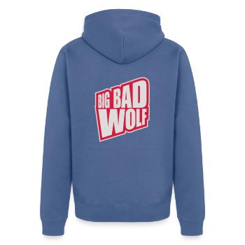 big bad wolf quote - Unisex Premium Organic Zip Hoodie - stone blue - Back - Nico (187cm)