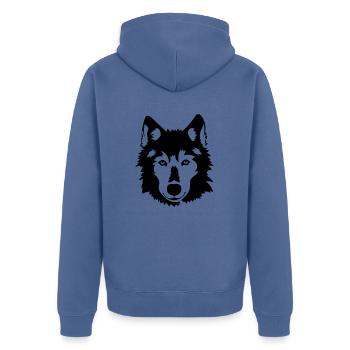 Wolf - Unisex Premium Bio Zip Hoodie - Taubenblau - Hinten - Nico (187cm)