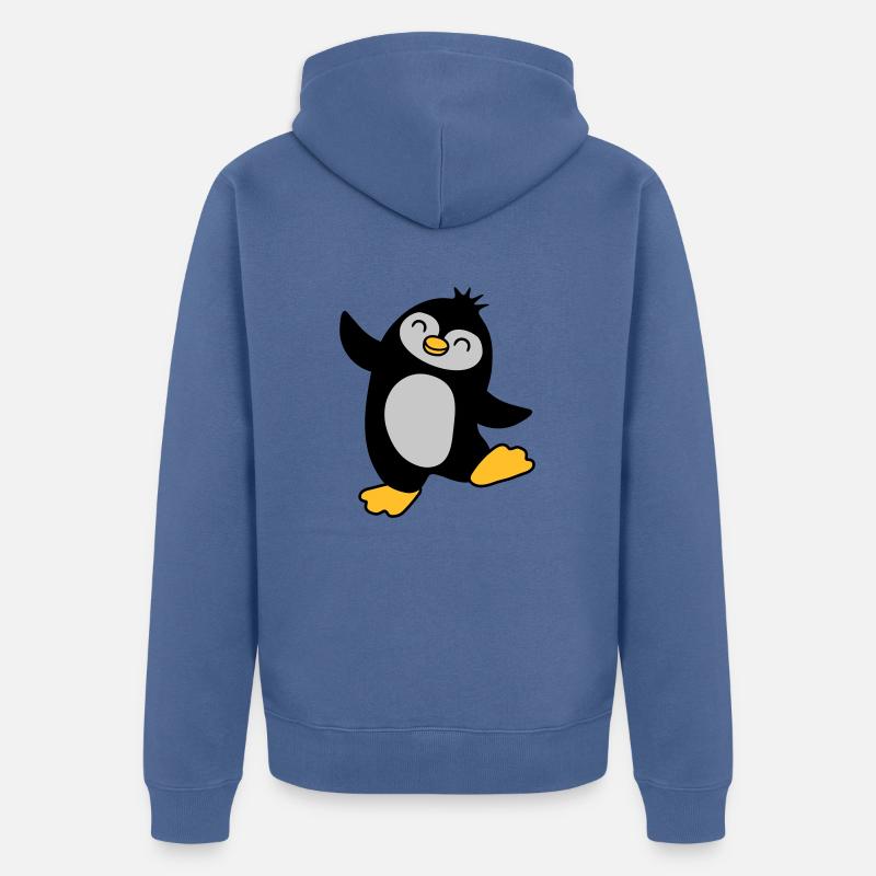 Joyeux pingouin mignon dansant - Veste à capuche bio Premium Unisexe - bleu pigeon