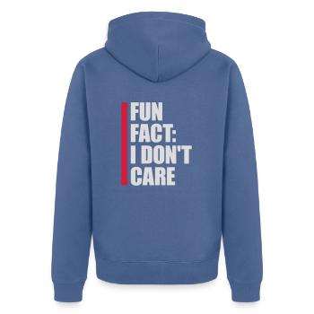 I dont care fact - Unisex Premium Bio Zip Hoodie - Taubenblau - Hinten - Nico (187cm)
