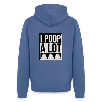 I poop a lot - Unisex Premium Organic Zip Hoodie - stone blue - Back - Nico (187cm)