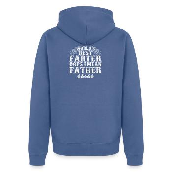Das größte Farter der Welt - Unisex Premium Bio Zip Hoodie - Taubenblau - Hinten - Nico (187cm)