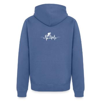 Mountain Biking Heartbeat Gift For Bike Lovers - Unisex Premium Organic Zip Hoodie - stone blue - Back - Nico (187cm)