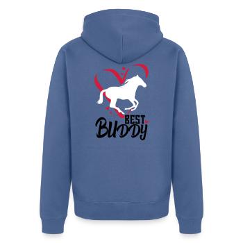 Bester Freund Pferd - Unisex Premium Bio Zip Hoodie - Taubenblau - Hinten - Nico (187cm)