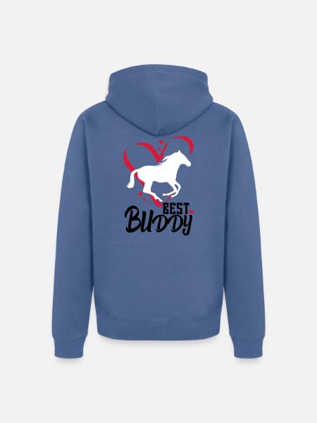 Bester Freund Pferd - Unisex Premium Bio Zip Hoodie - Taubenblau