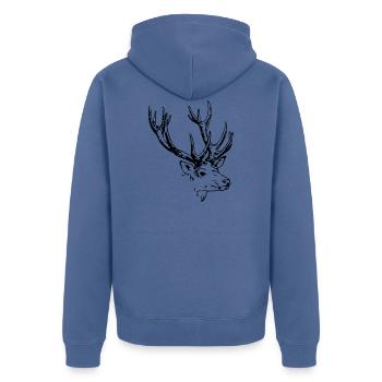 Deer - Unisex Premium Organic Zip Hoodie - stone blue - Back - Nico (187cm)