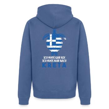 Kreta Schildkröten Griechenland - Unisex Premium Bio Zip Hoodie - Taubenblau - Hinten - Nico (187cm)