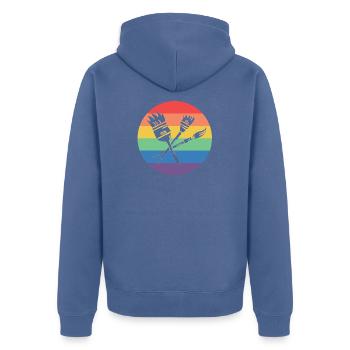 Maler - Unisex Premium Bio Zip Hoodie - Taubenblau - Hinten - Nico (187cm)