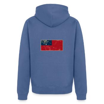 Samoa - Unisex Premium Organic Zip Hoodie - stone blue - Back - Nico (187cm)