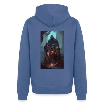 Contes familiaux de dark fantasy - Veste à capuche bio Premium Unisexe - bleu pigeon - Dos - Nico (187cm)