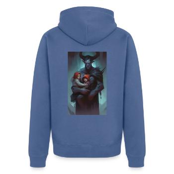 Gardien enfant monstre sombre - Veste à capuche bio Premium Unisexe - bleu pigeon - Dos - Nico (187cm)