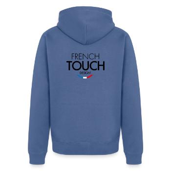 French Touch Design - Veste à capuche bio Premium Unisexe - bleu pigeon - Dos - Nico (187cm)