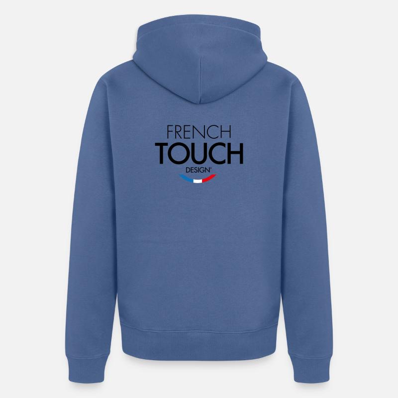 French Touch Design - Veste à capuche bio Premium Unisexe - bleu pigeon