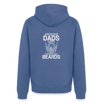Vater mit Bart Vatertag Fathersday Dad Papa - Unisex Premium Bio Zip Hoodie - Taubenblau - Hinten - Nico (187cm)